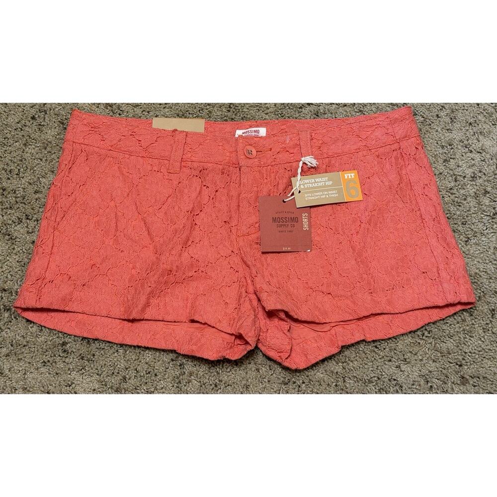 Mossimo Supply Co. Low Waist Lace Shorts Color: Coral Size 6 NWT